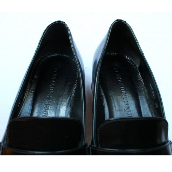 Alexander McQueen Black Leather Micro Studded Loafer / Size 39 / Black Fringe - Picture 8 of 13